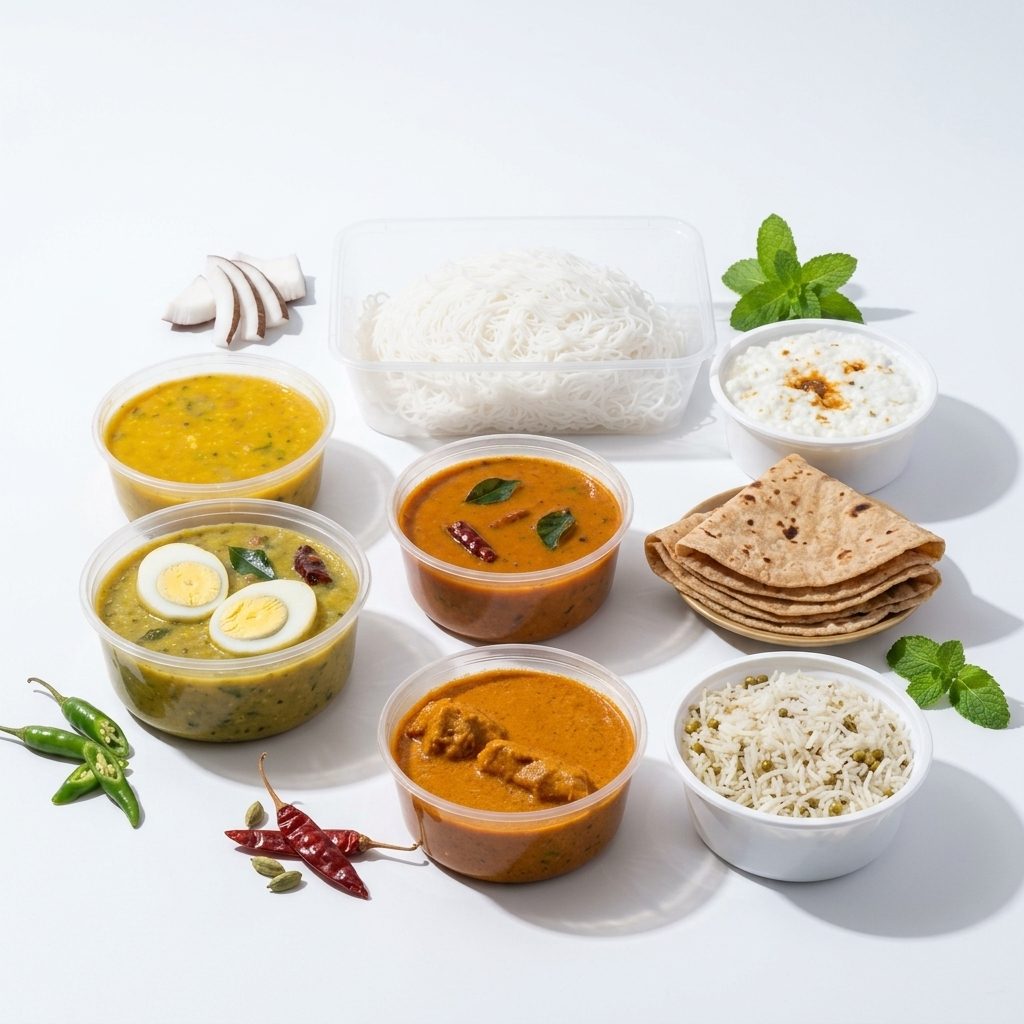 Assorted Tayb Meals curries, rice and chapati