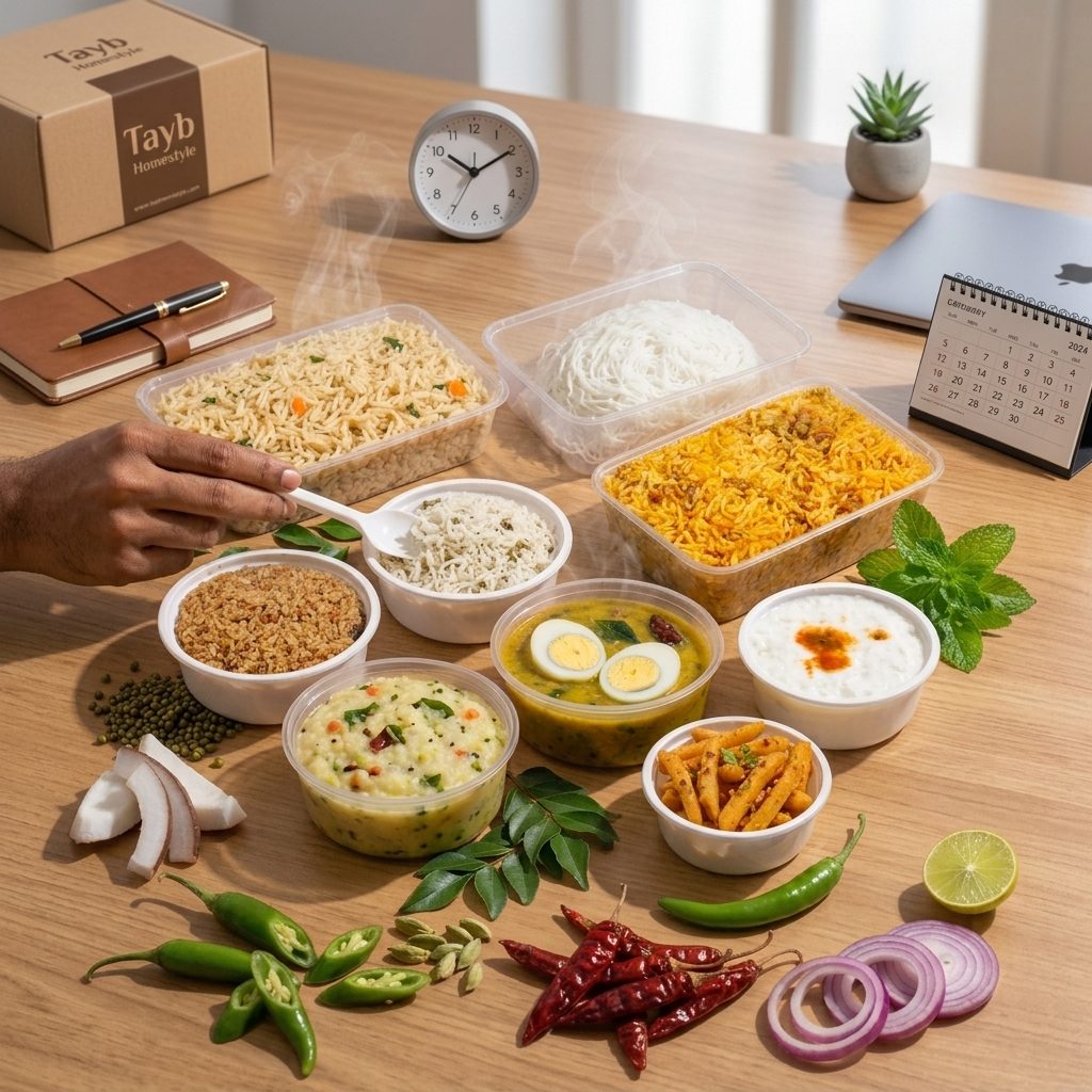 Tayb Meals delivery box with weekly meal planning setup